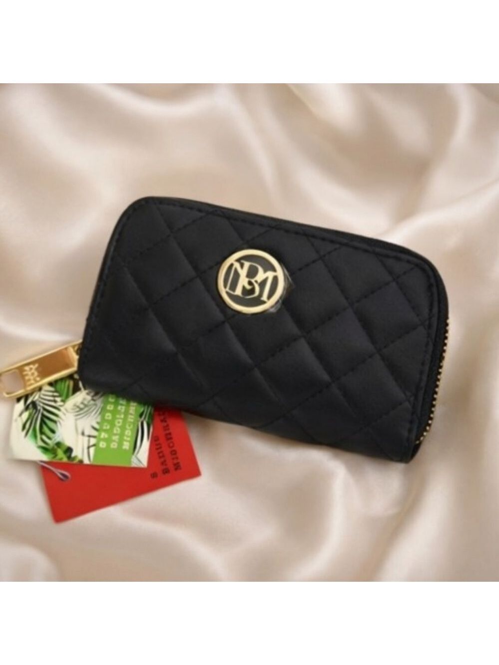 Badgley Mischka Black Quilted Vegan Leather Wallet NWT